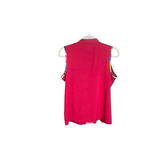 IZOD Golf Womens Sleeveless Pink Polo Shirt L Stretch Athletic Tank Top Multi Tr - Picture 5 of 7
